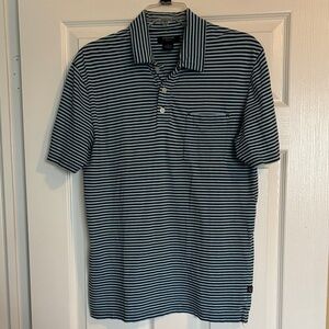 Structure men’s blue striped short sleeve polo shirt size medium